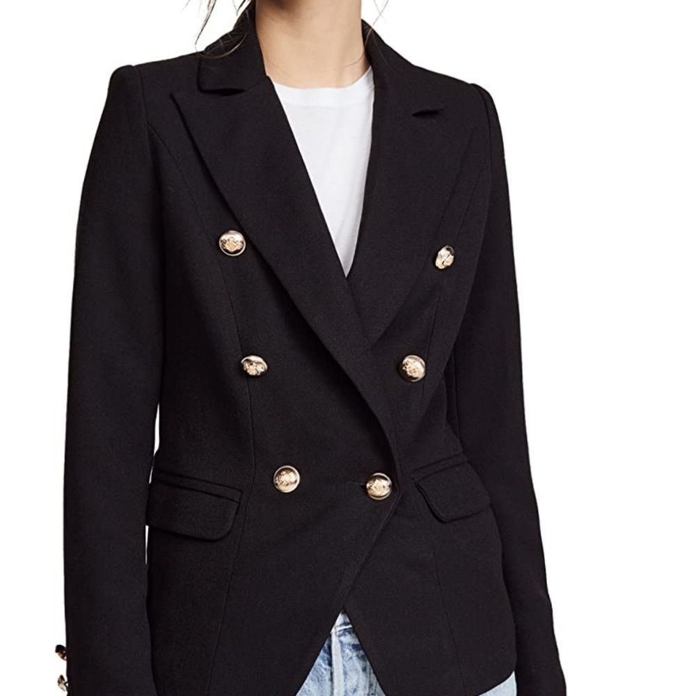 House of Harlow  1960 Black Double Breasted LongSleeve Blazer Jacket Sz Medium